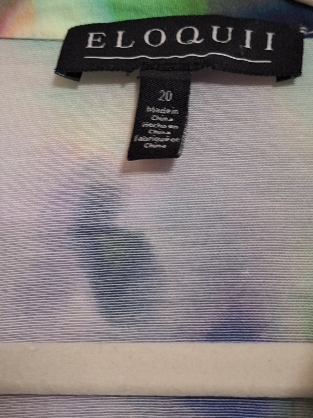 Eloquii Pastel Watercolor Floral Blouse in Purple, Green, Pink - Picture 5 of 5